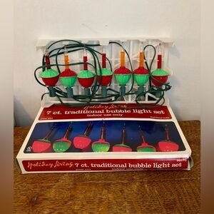 VTG (2) SET Target Bubble string Light 7 bulbs Christmas holiday red green WORKS